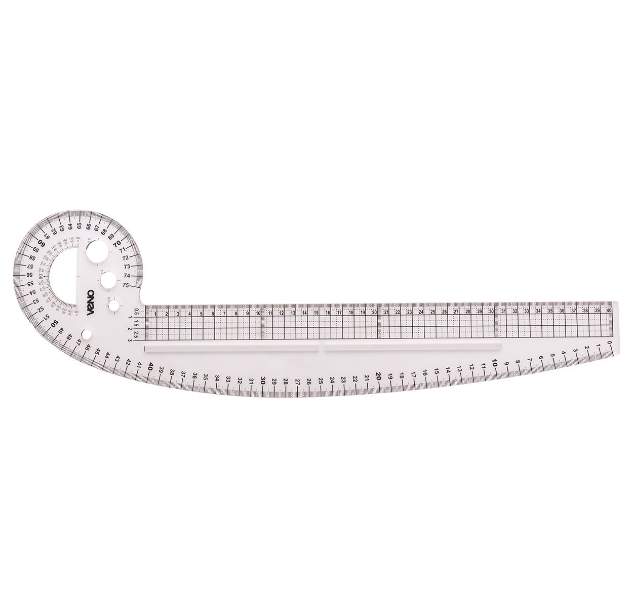 VENO Kurvenlineal 210089 – Transparentes Lineal mit klarer Skalierung für Rundungen